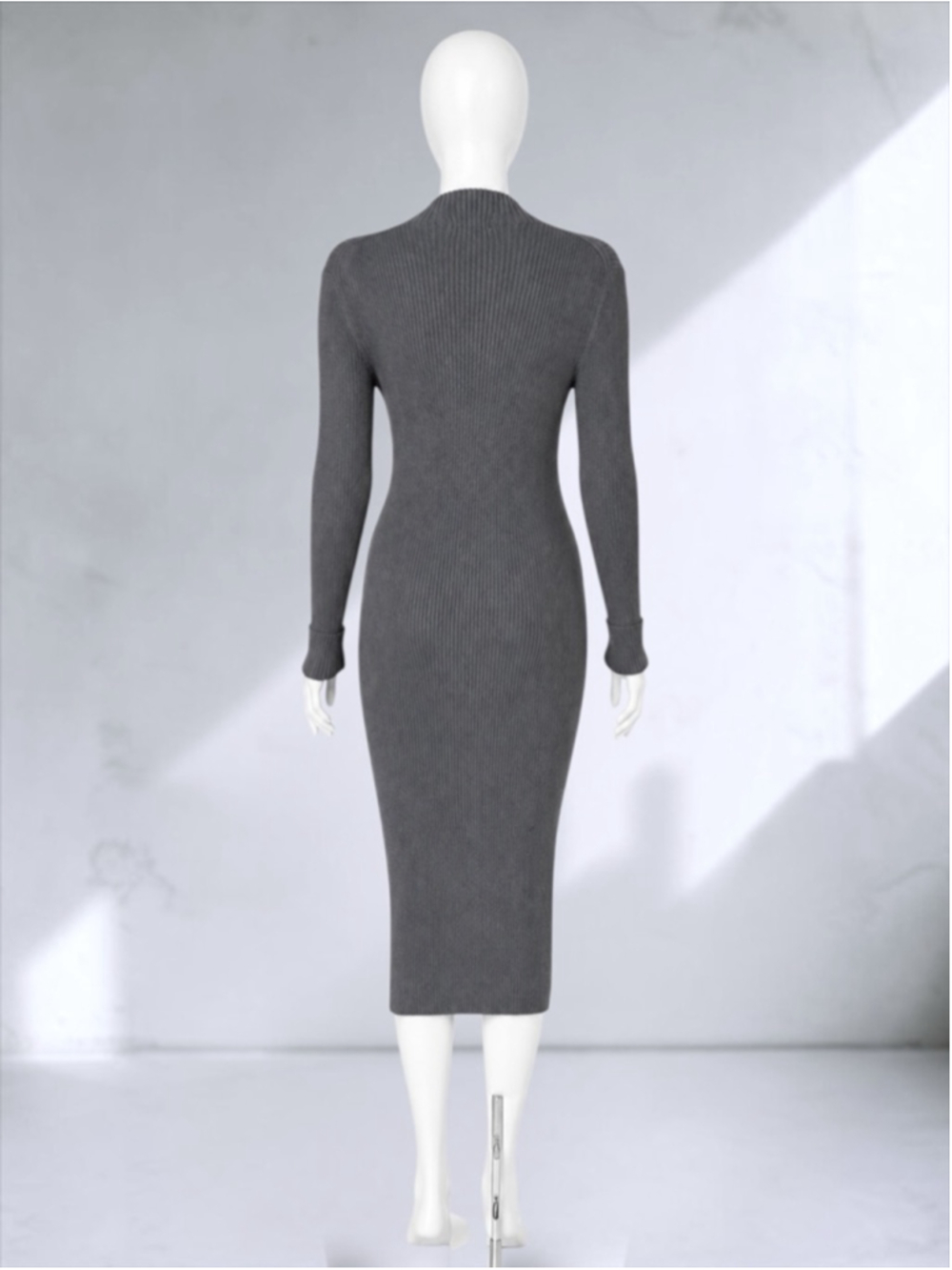 H&M Gray Rib-Knit Mock Turtleneck Midi Dress - Picture 5 of 8